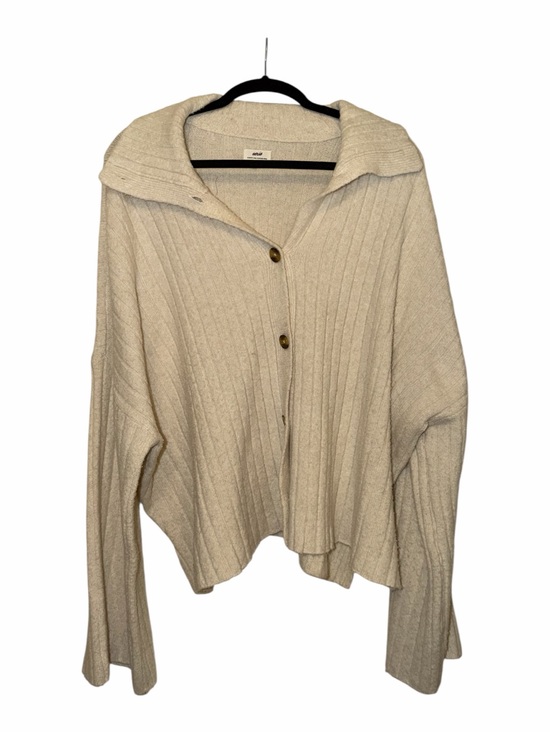 aerie Sweaters - aerie Oversized Cream Ribbed Button-Front Cardigan Sweater